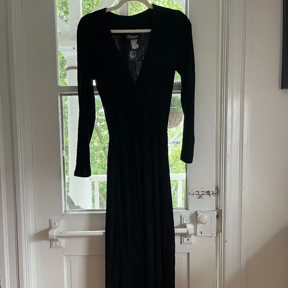 Choon Vintage Black Wrap Dress - Micro Pleat fits like size Small